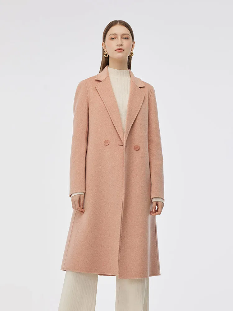 100% Wool Double-Faced Back Slit Women Overcoat