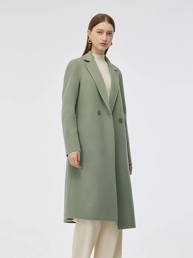 100% Wool Double-Faced Back Slit Women Overcoat