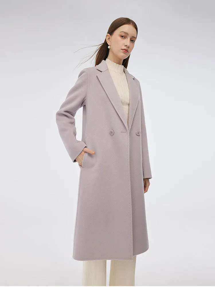 100% Wool Double-Faced Back Slit Women Overcoat