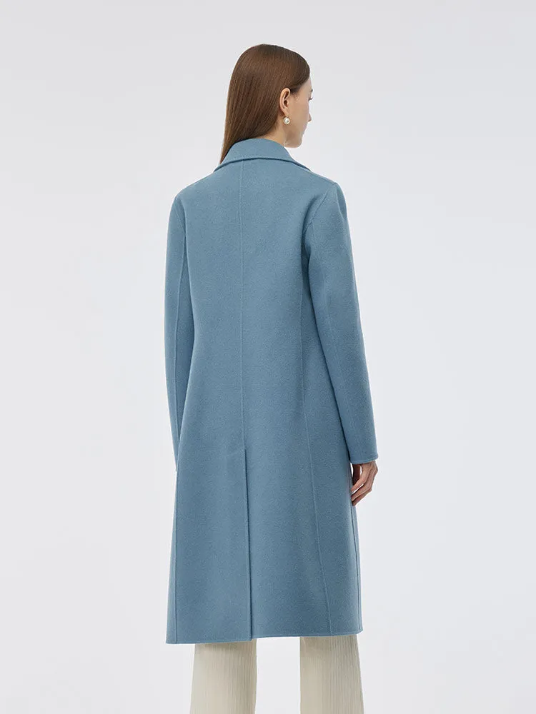 100% Wool Double-Faced Back Slit Women Overcoat