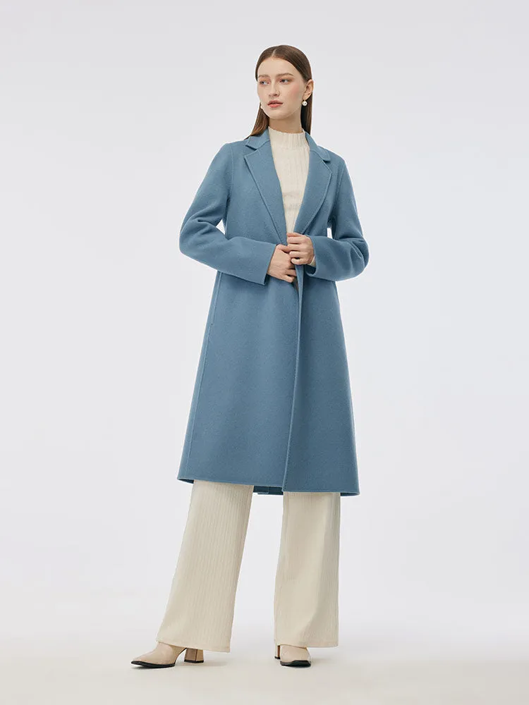 100% Wool Double-Faced Back Slit Women Overcoat