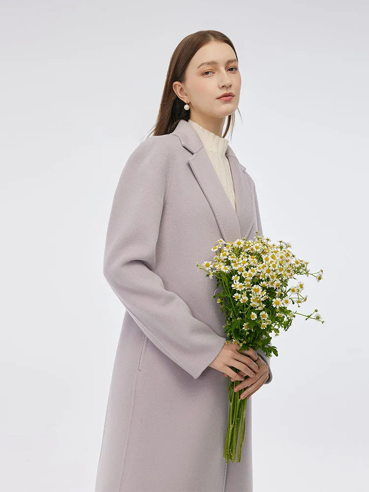 100% Wool Double-Faced Back Slit Women Overcoat