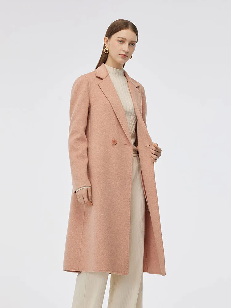 100% Wool Double-Faced Back Slit Women Overcoat