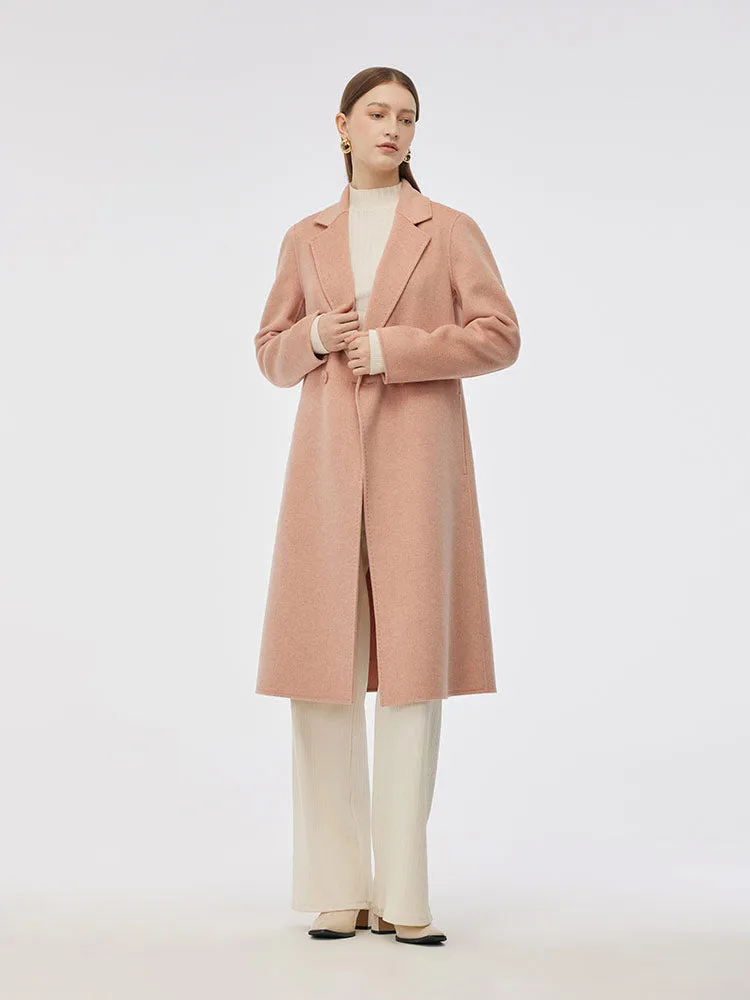 100% Wool Double-Faced Back Slit Women Overcoat