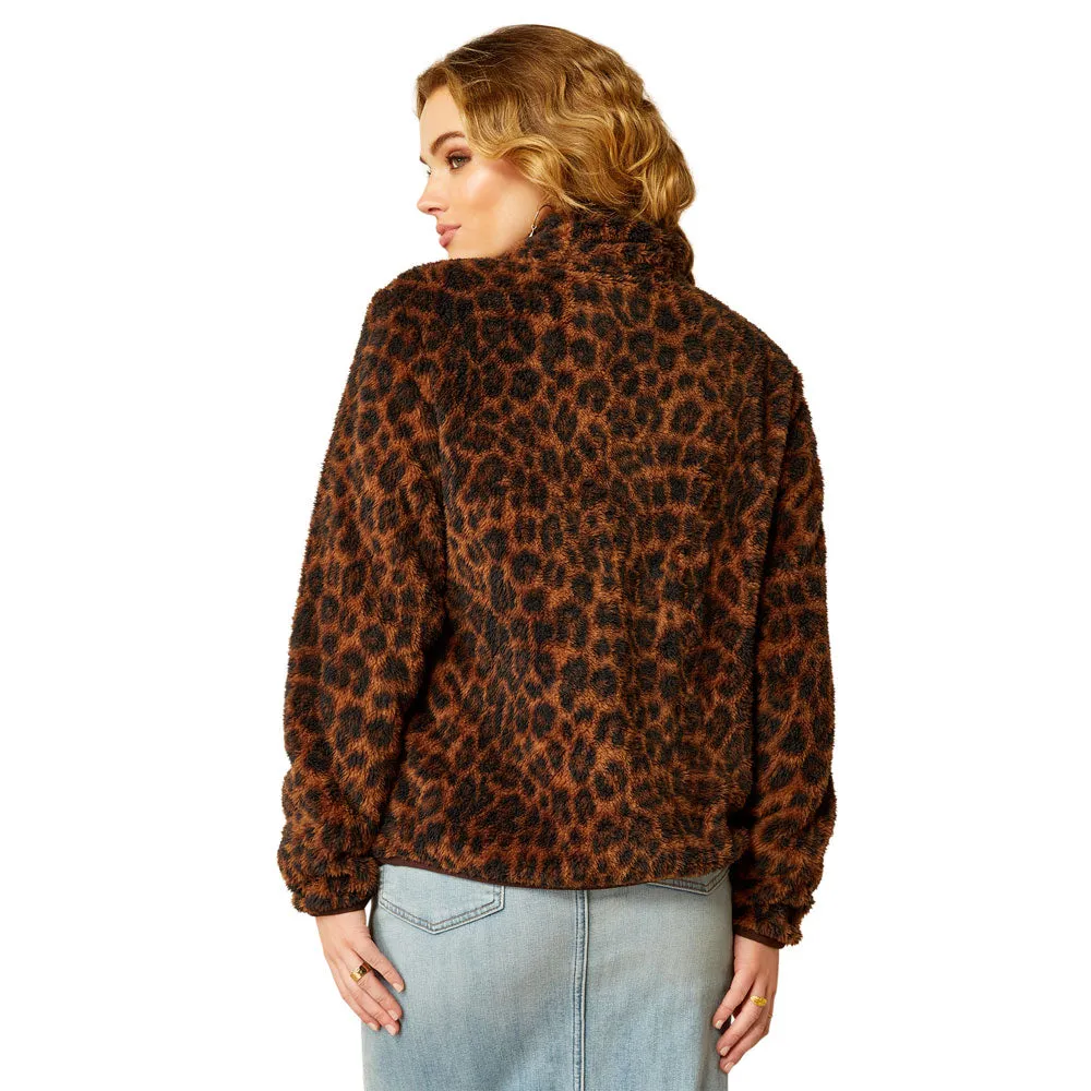 10053009 Ariat Women's Berber Snap Front Fleece Sweatshirt - Lila Leopard