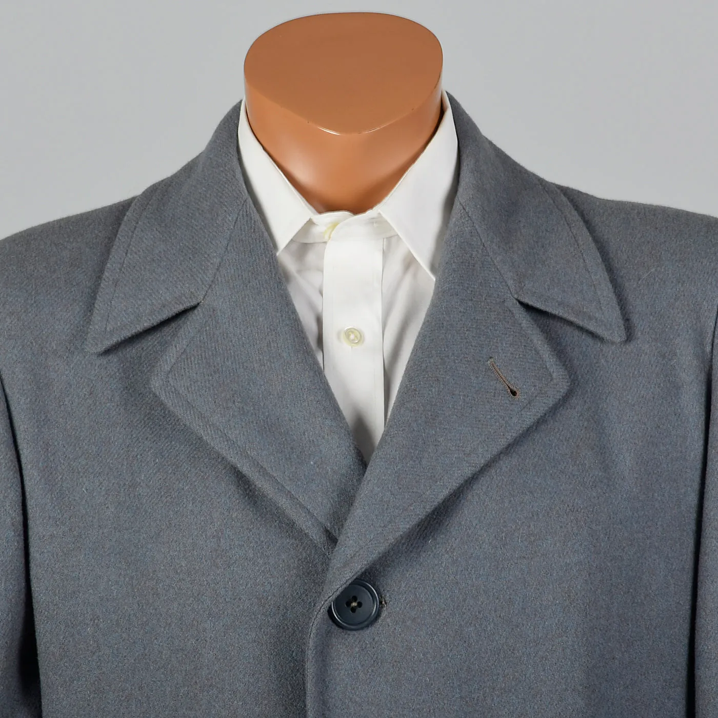 1950s Mens Gray and Blue Overcoat