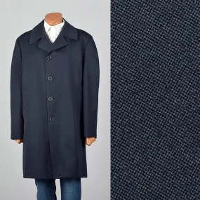 1970s Navy Overcoat with Plaid Liner