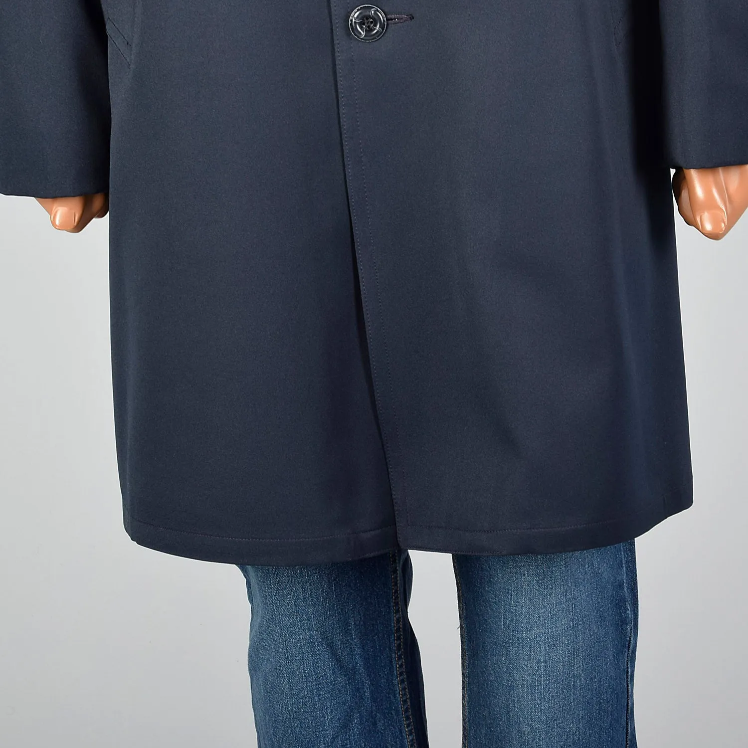 1970s Navy Overcoat with Plaid Liner