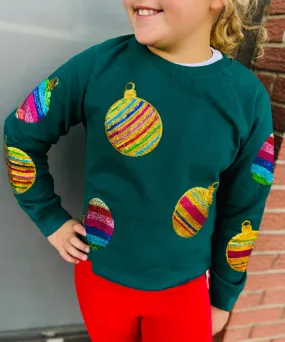 all over sequins Christmas ornament crop sweatshirt