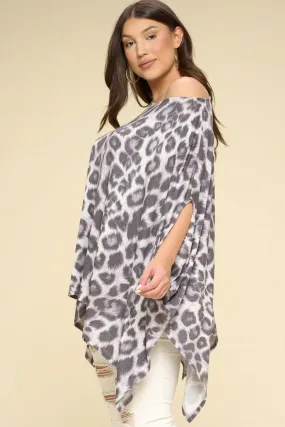 Animal Printed Rayon Span Poncho