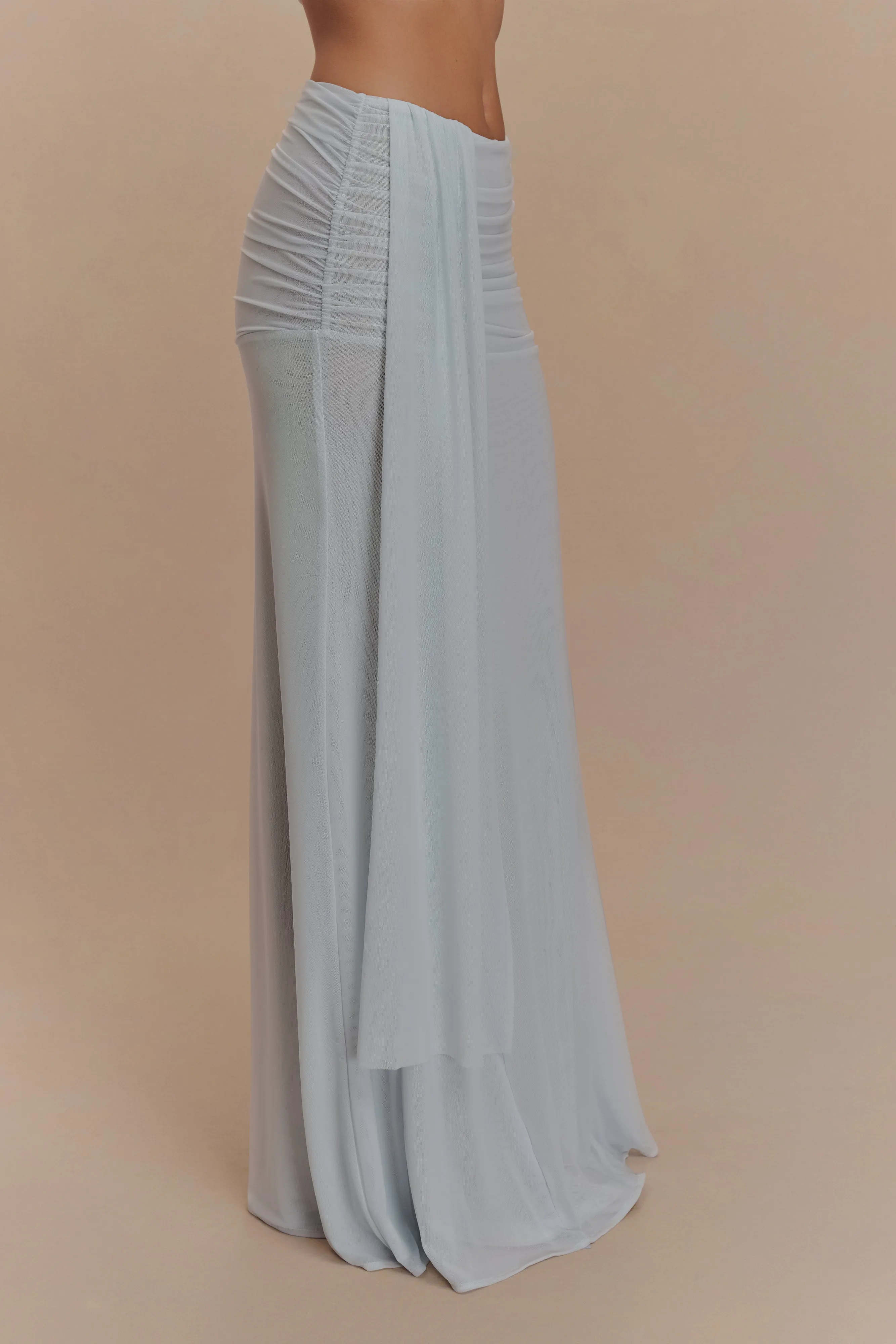 Arna Mesh Maxi Skirt - Pale Blue