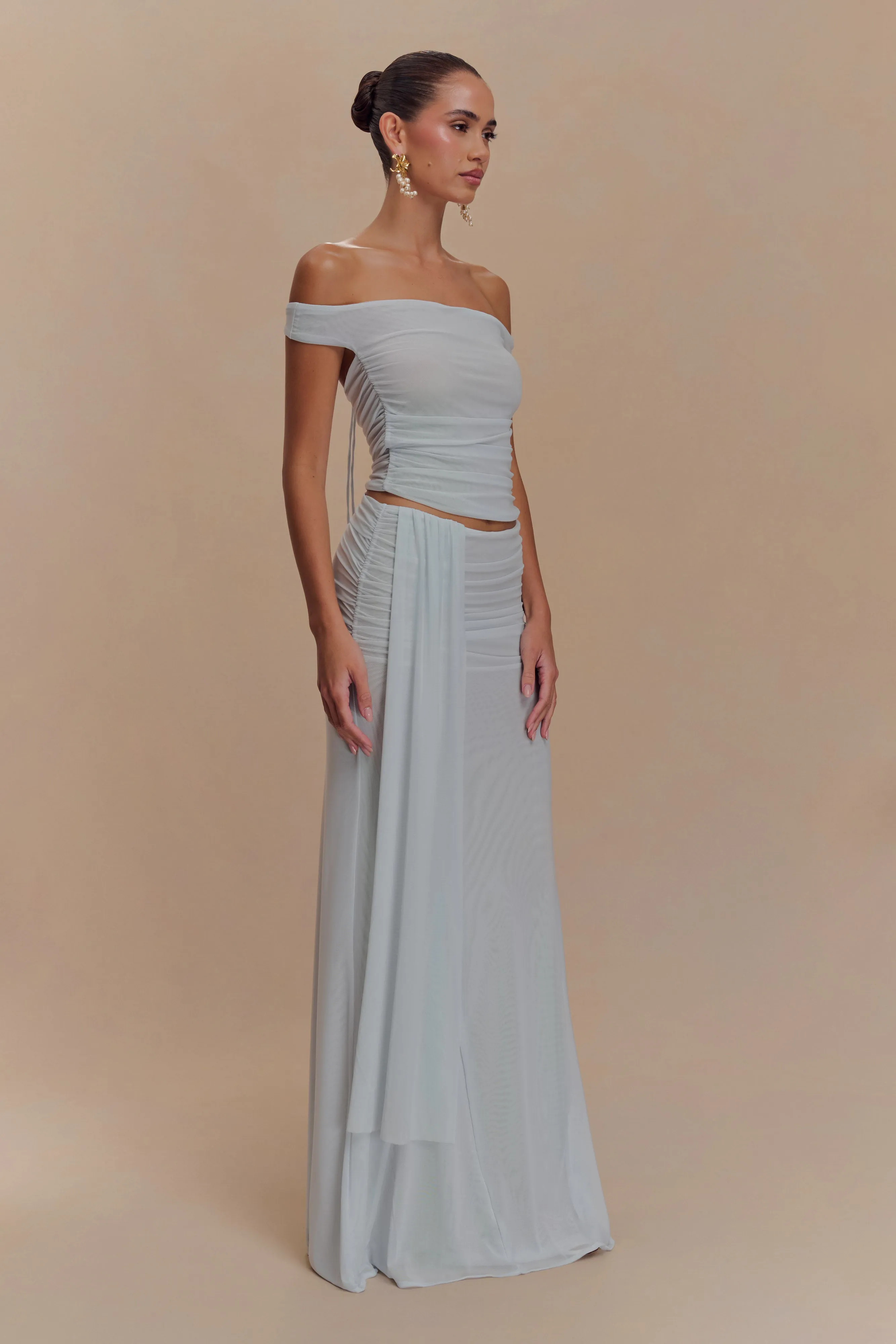 Arna Mesh Maxi Skirt - Pale Blue