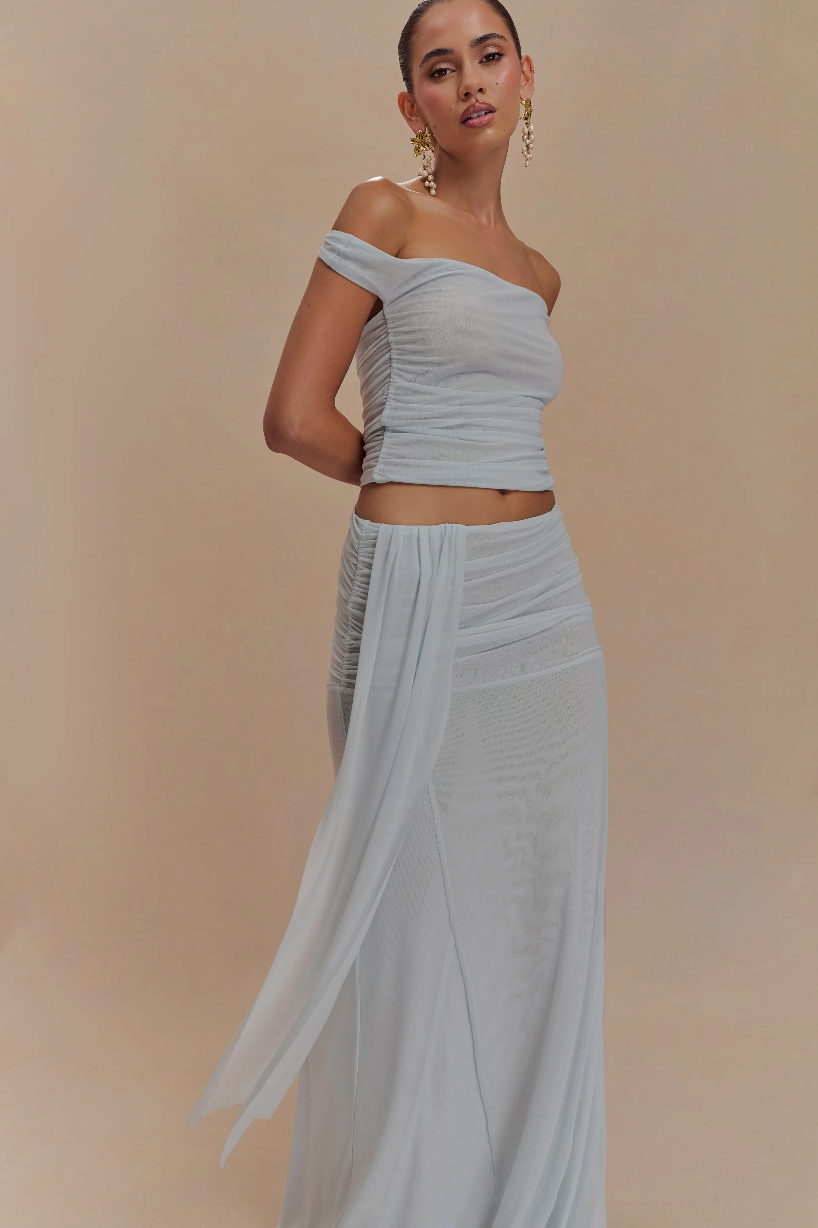 Arna Mesh Maxi Skirt - Pale Blue