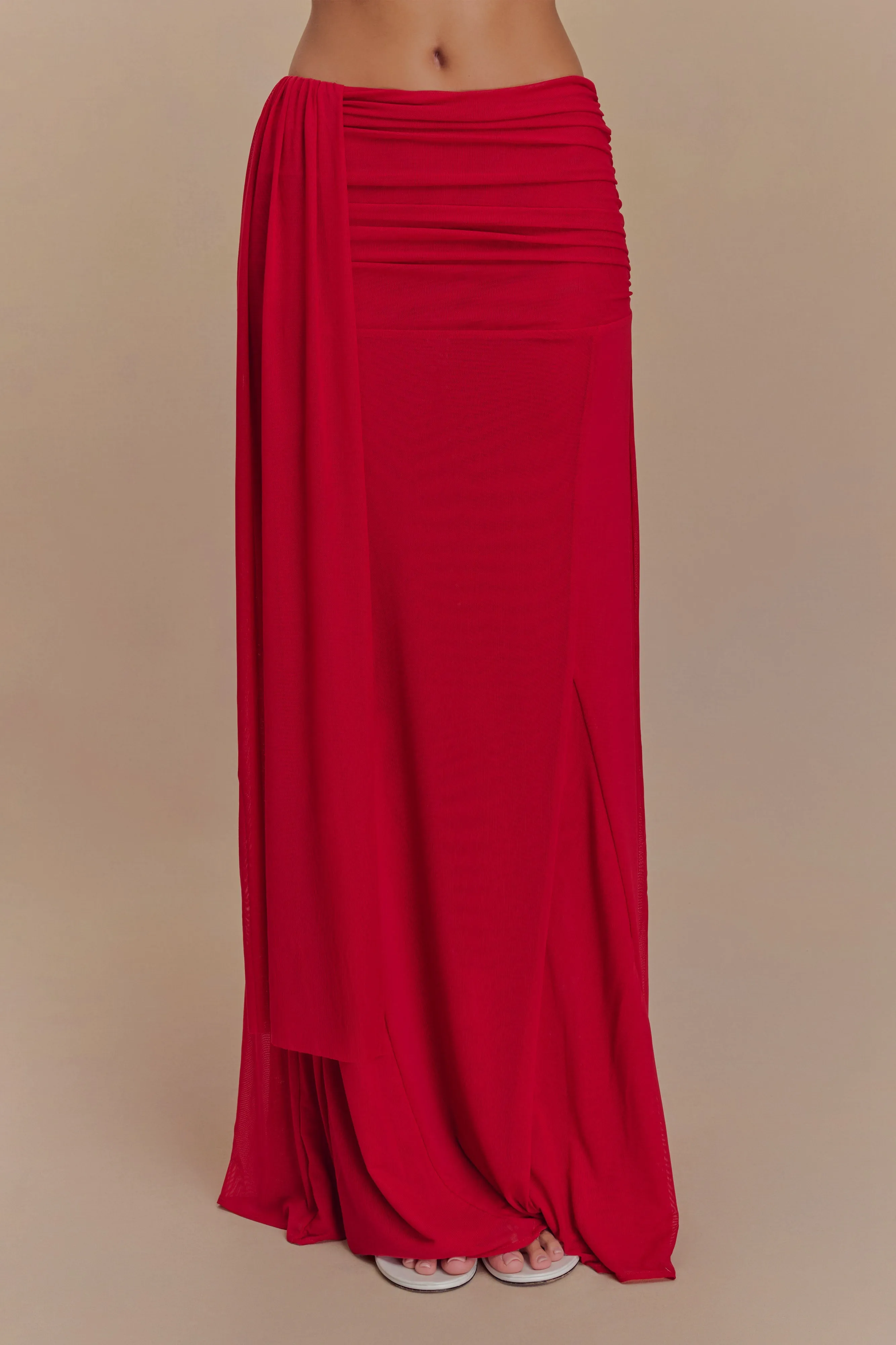 Arna Mesh Maxi Skirt - Ruby