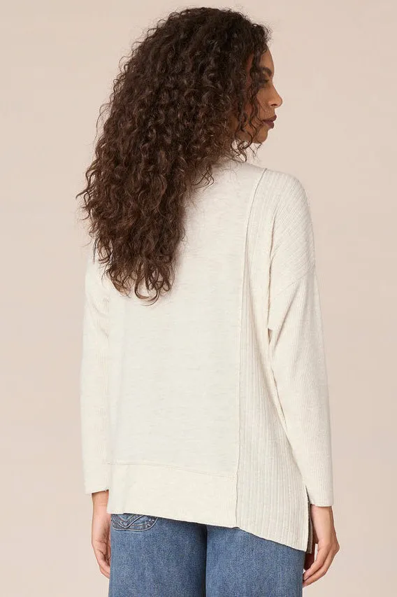 Asymmetrical Hem Knit Top - Cream