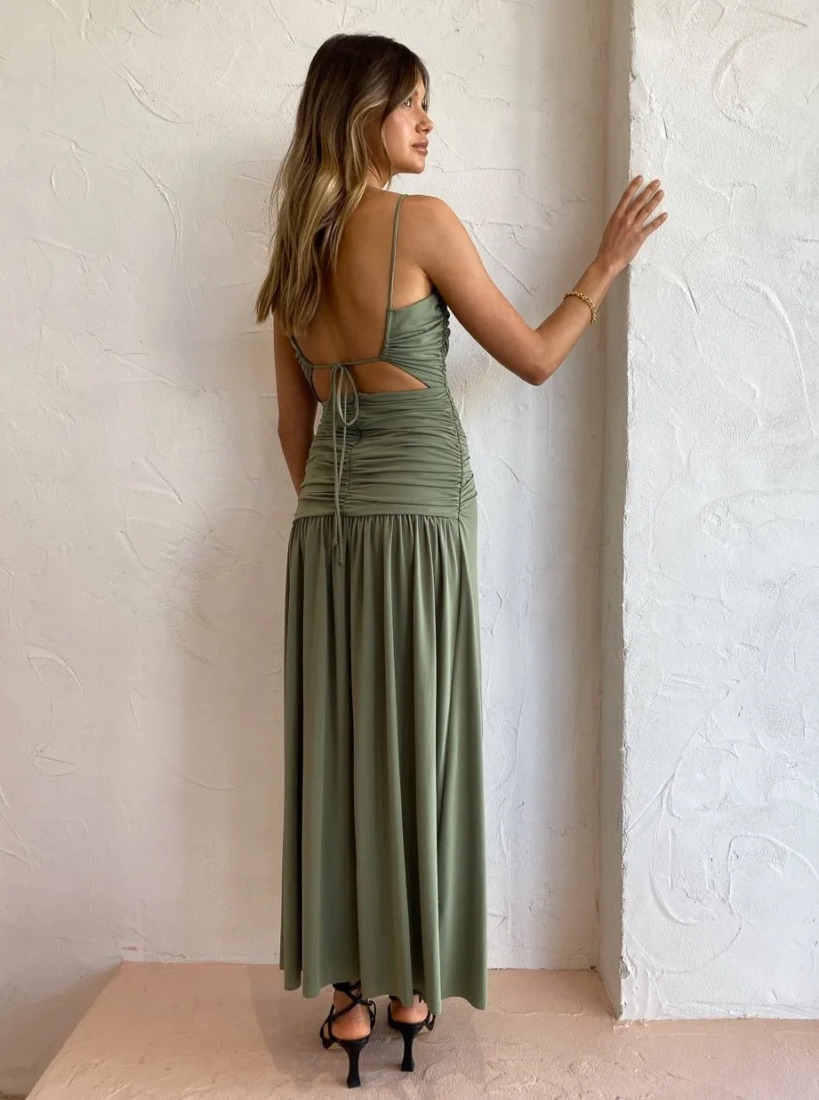 Bec and Bridge Vixen Maxi Dress in Olive