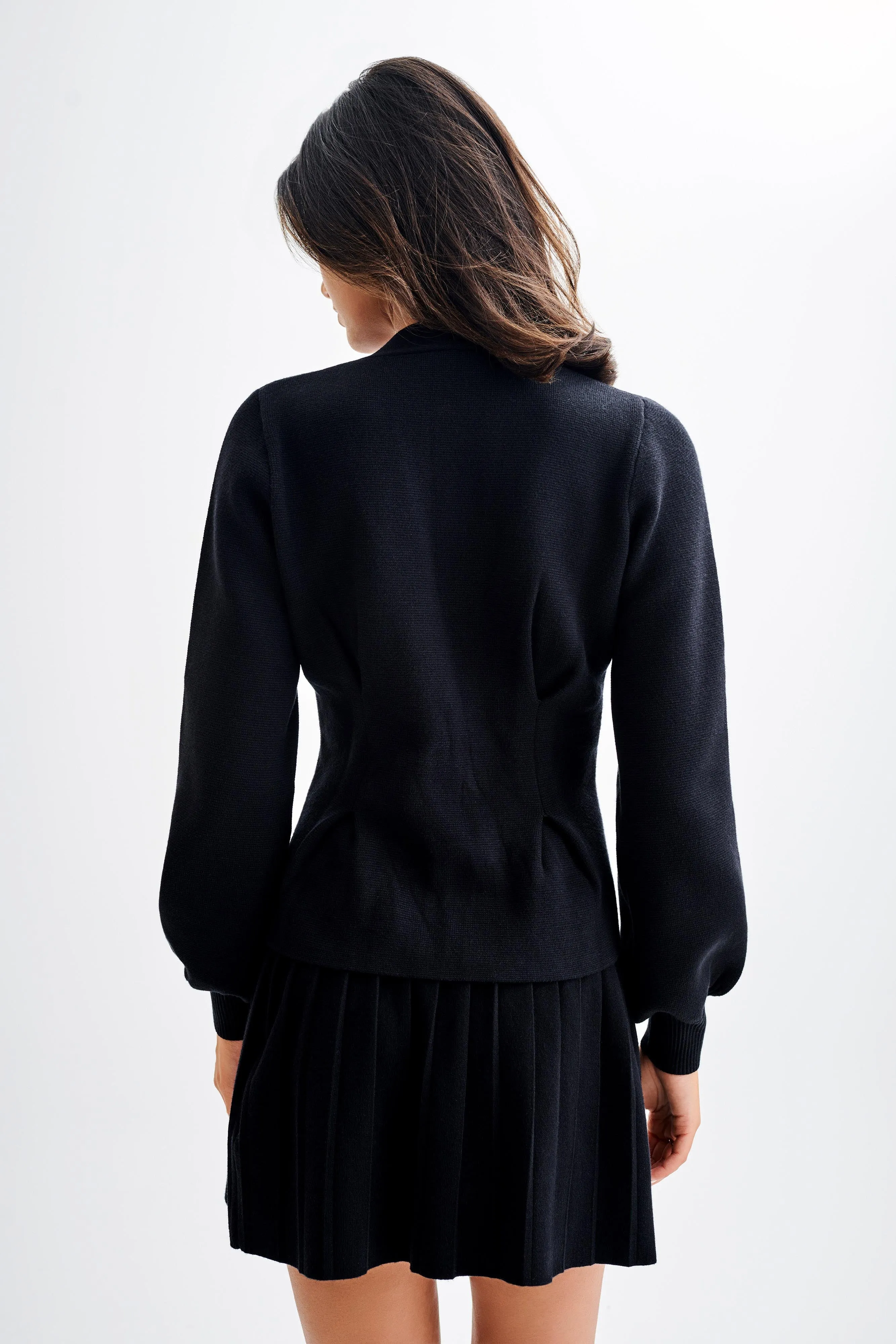 Beverly Knit Cinched Cardigan - Black