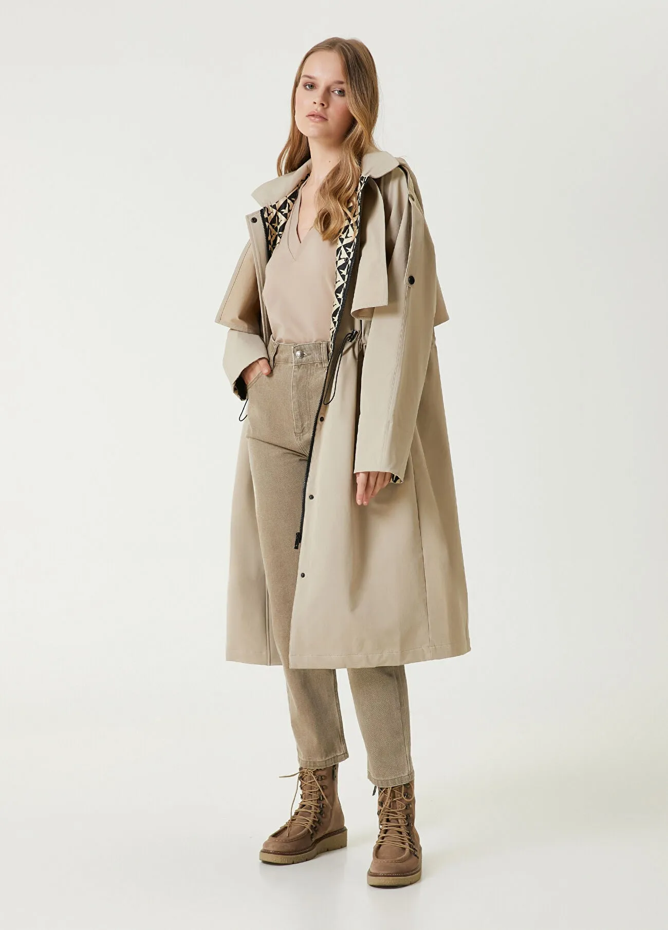 Beymen Club Light Hooded Overcoat Light Beige