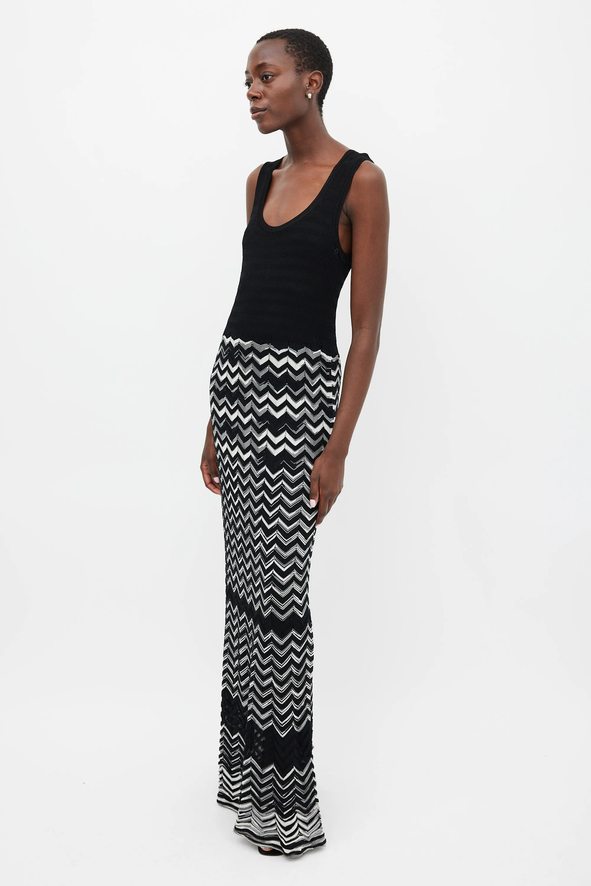 Black & White Knit Maxi Dress