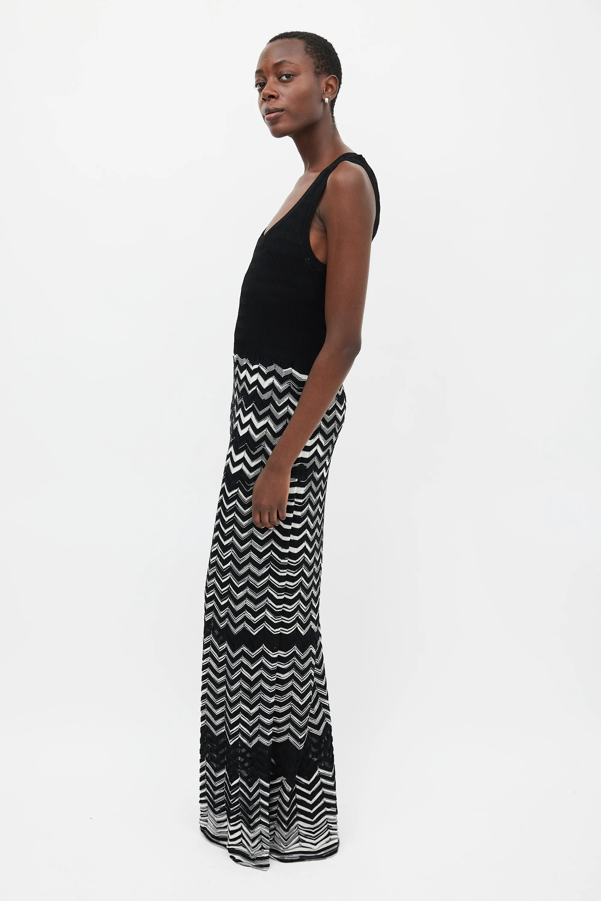 Black & White Knit Maxi Dress