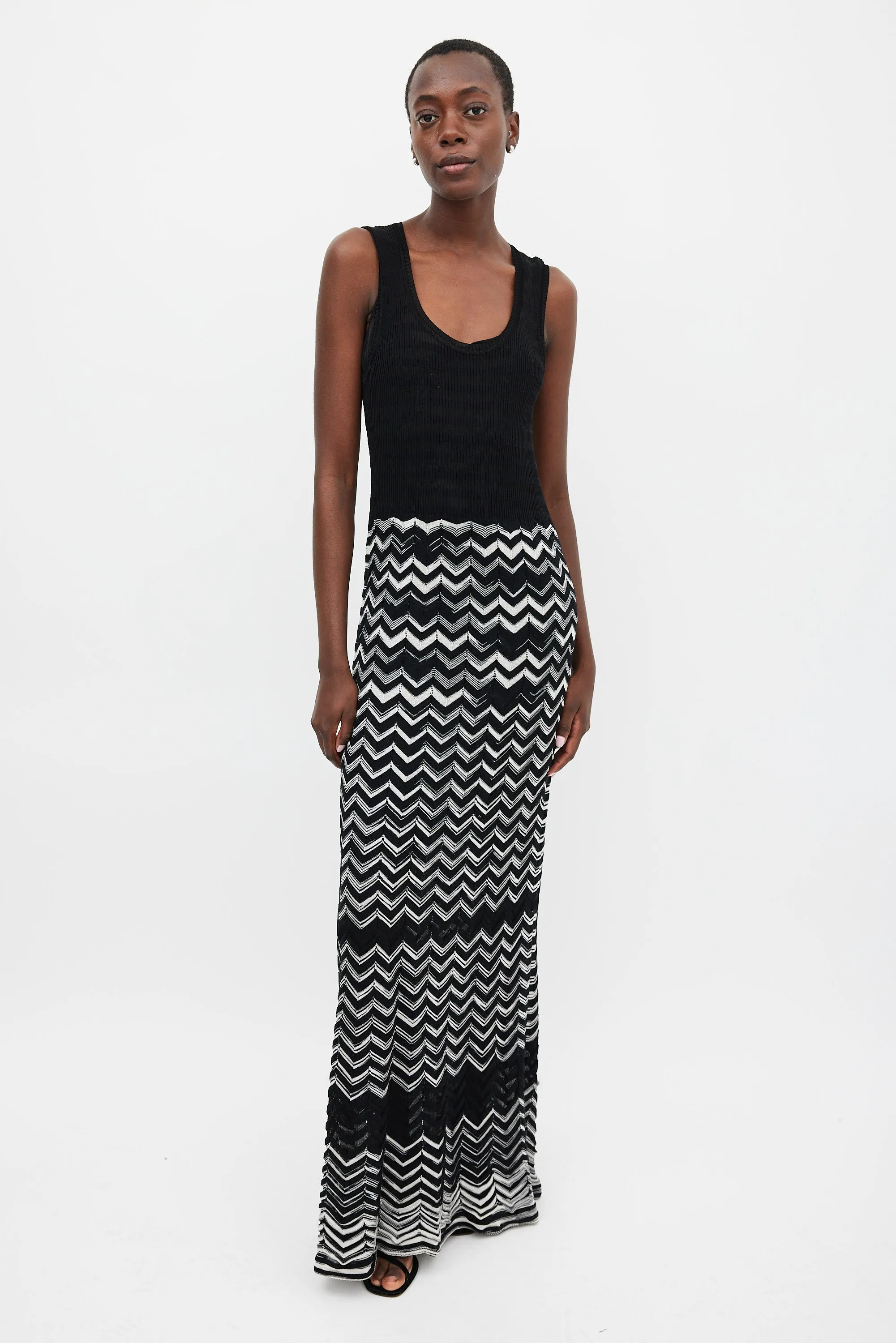 Black & White Knit Maxi Dress