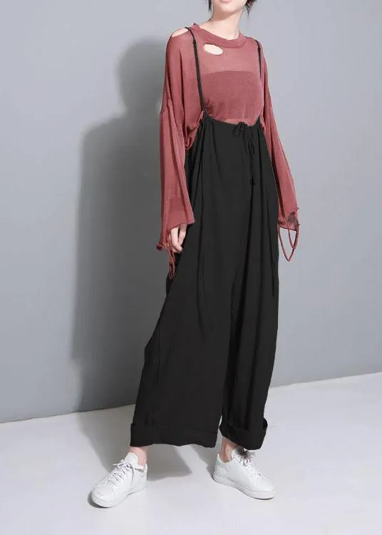 black casual cotton wearing methods pants plus size linen wide leg pants