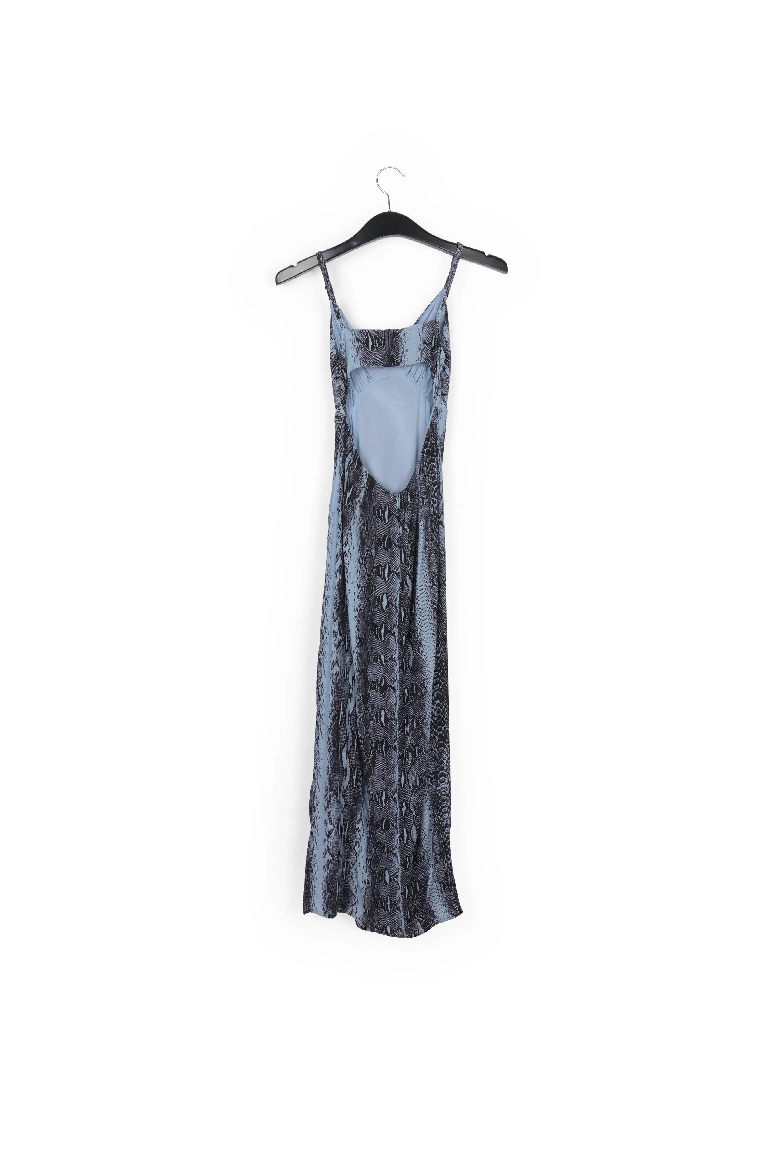 Blue midi-length slip dress with snake print