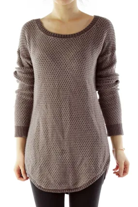 Brown Crocheted Knit Top