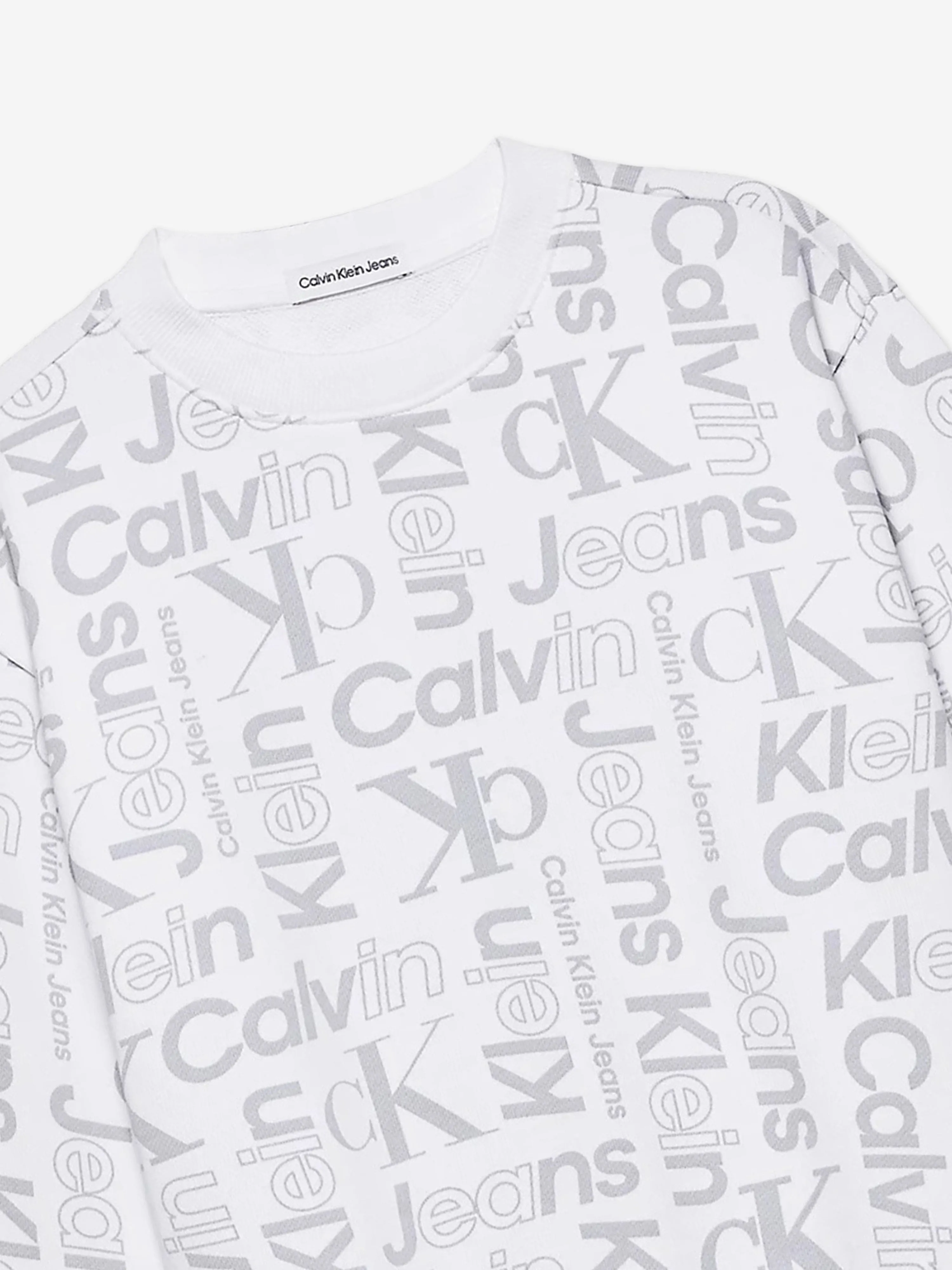 Calvin Klein Boys Institutional CK Logo Sweatshirt in White