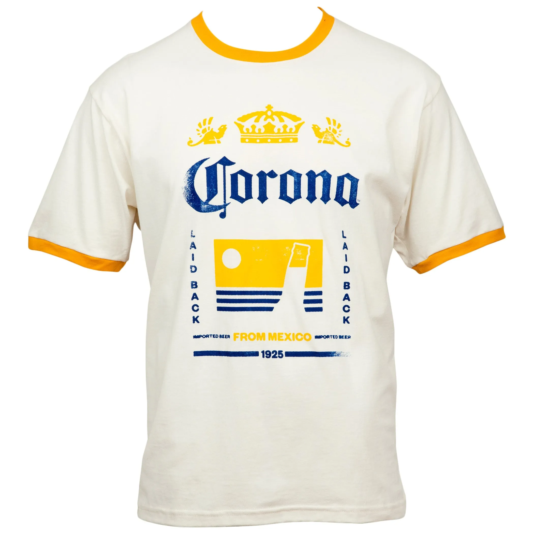 Corona Extra Crown Logo From Mexico 1925 Faded Ringer T-Shirt