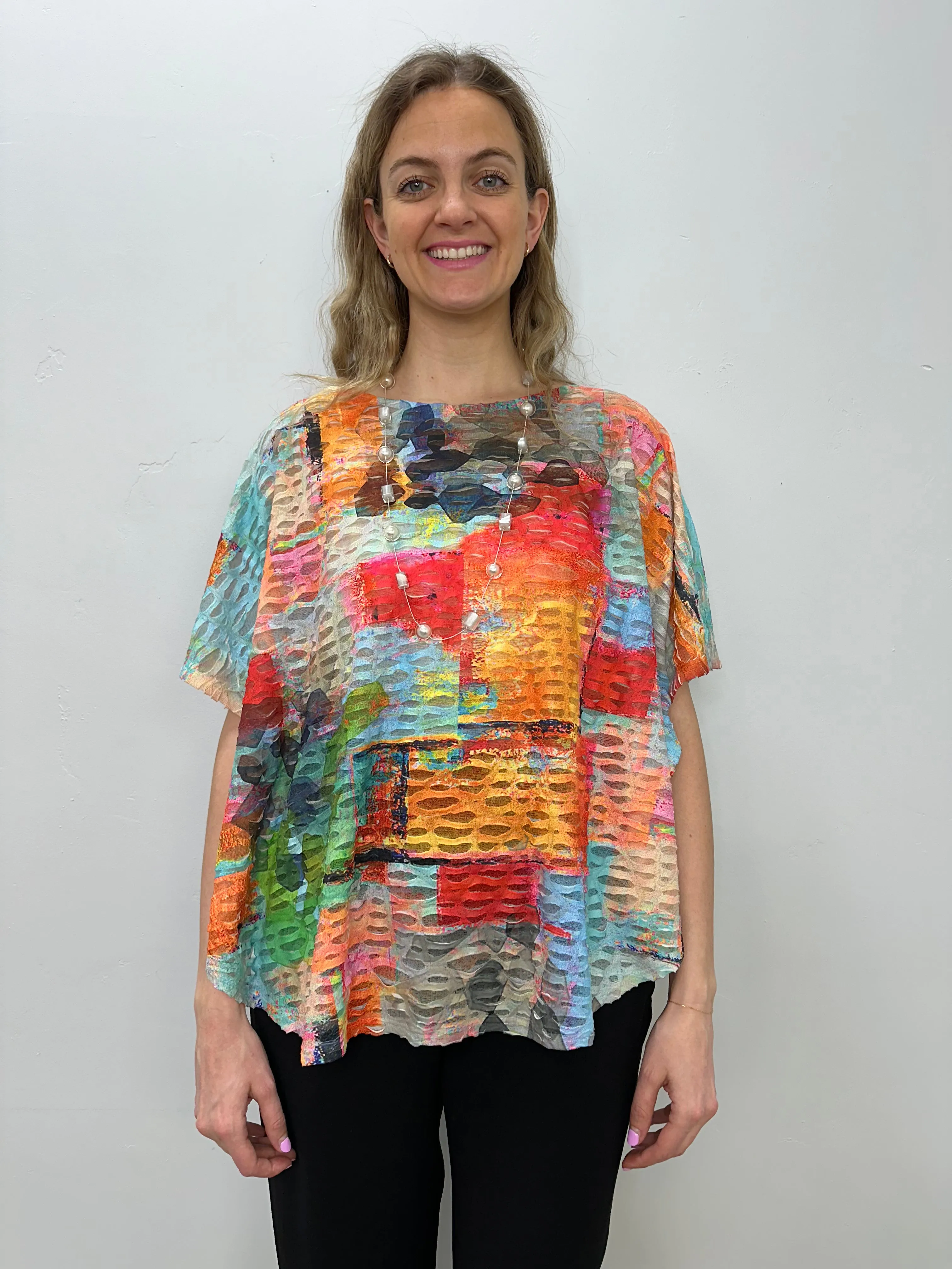 Double Gauze Short Sleeve Poncho