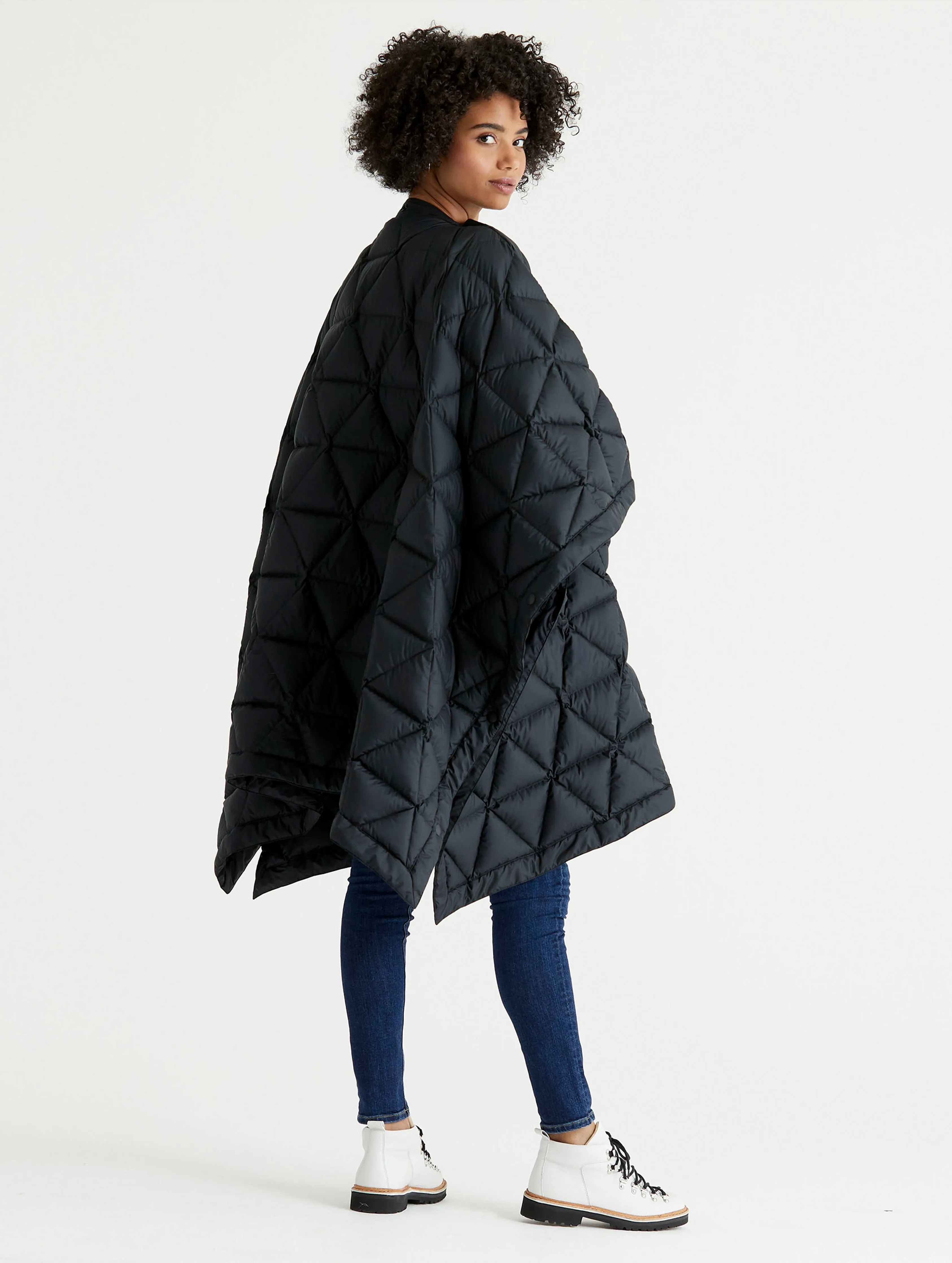 Down Poncho - Onyx Black