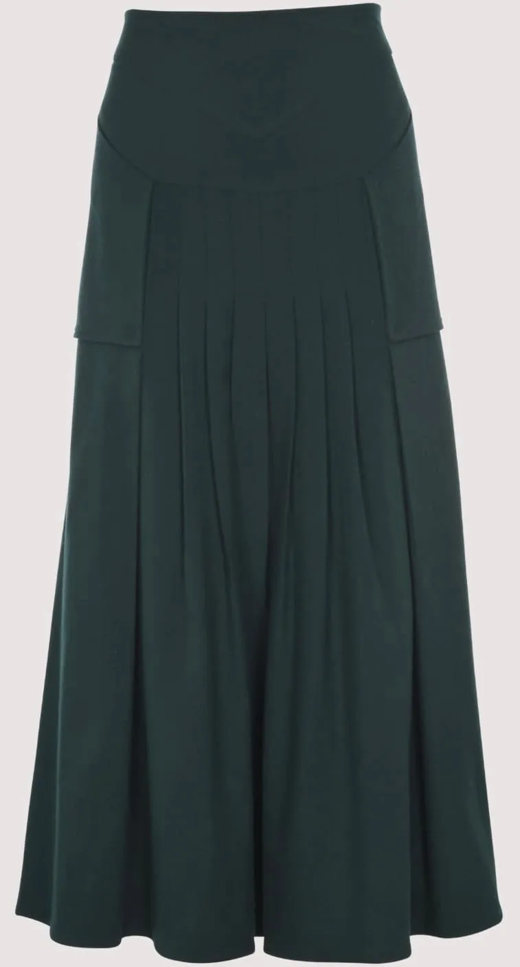 EPIK WOOL PLEATED SKIRT W POCKETS GREEN