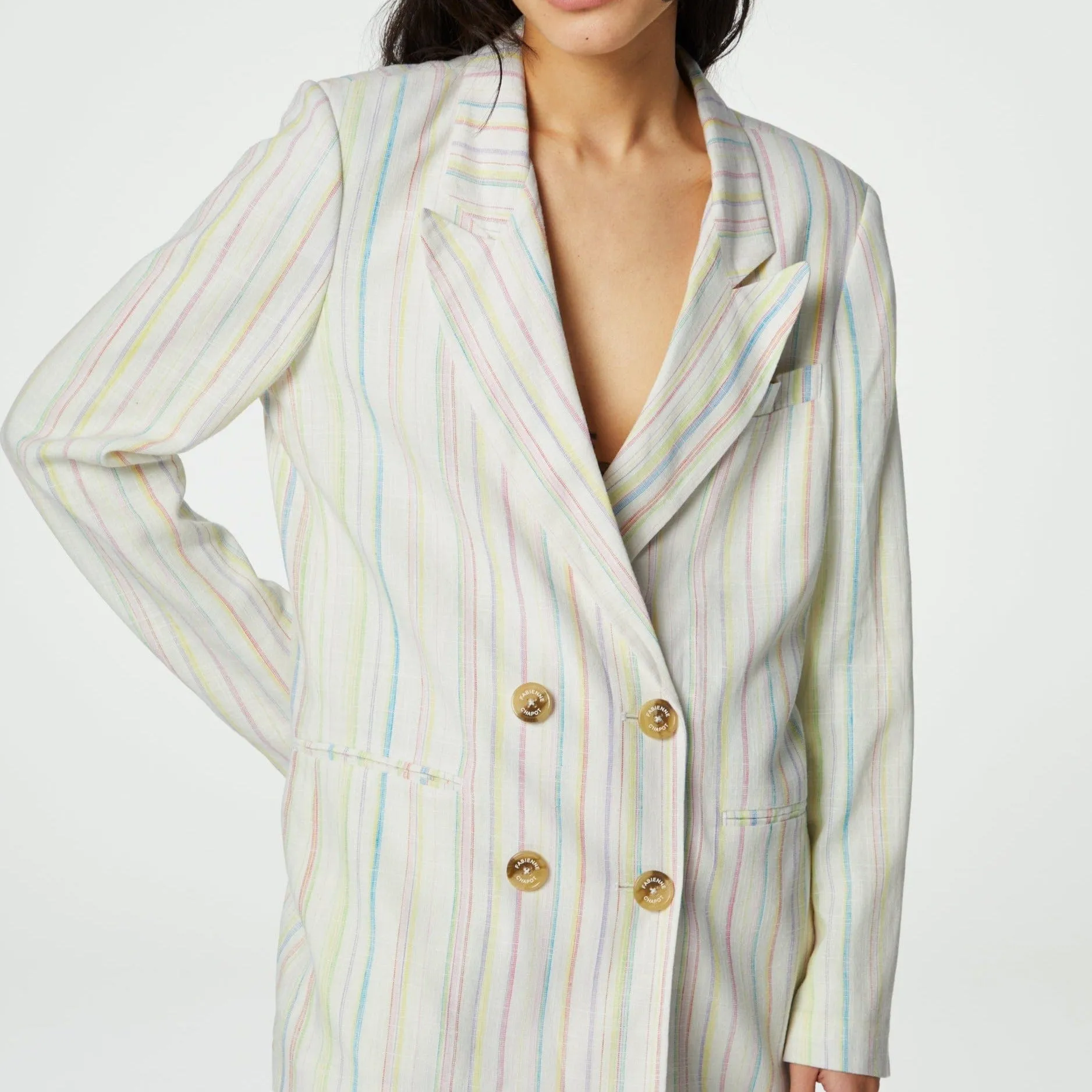 Fabienne Chapot Roger Striped Blazer in Lime Light