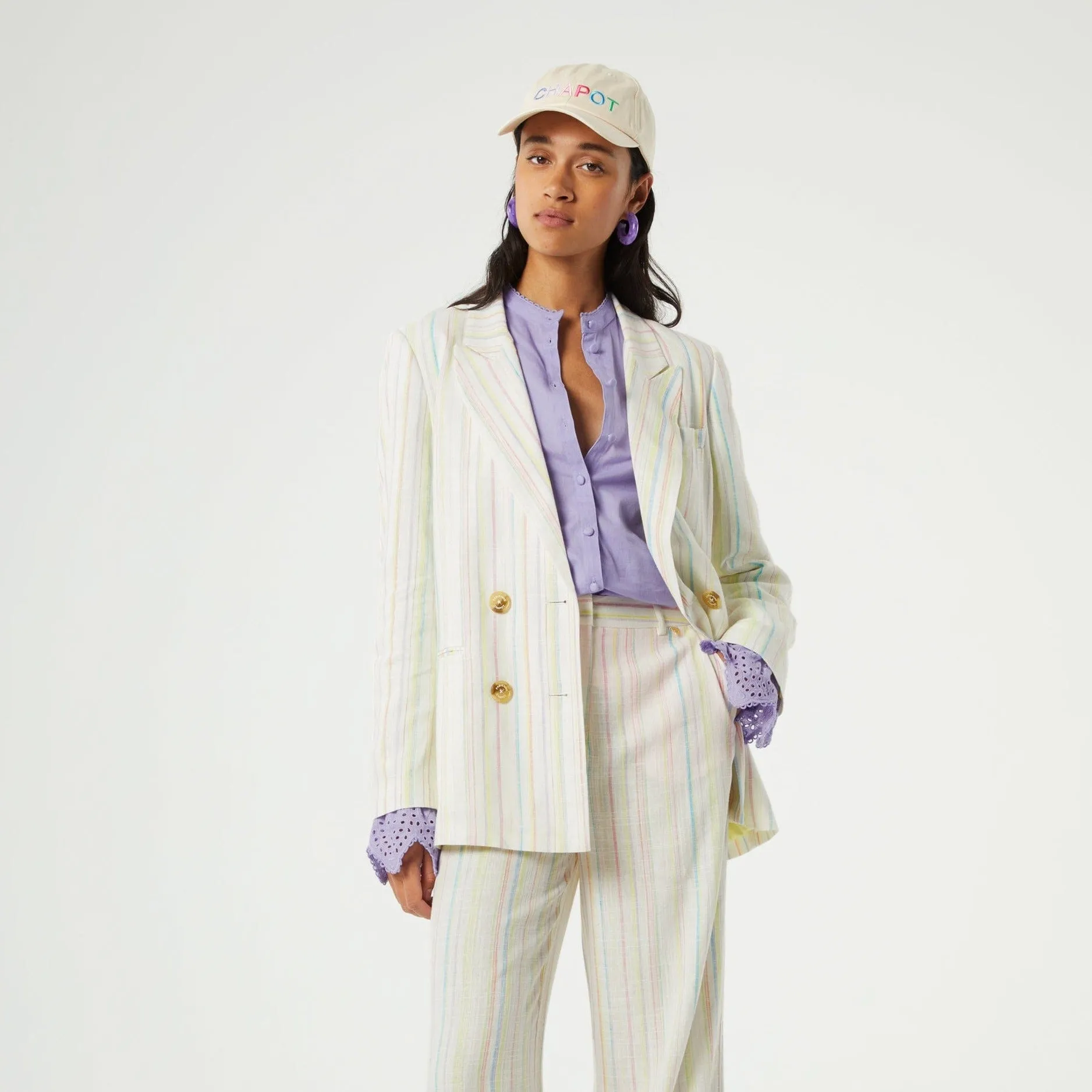 Fabienne Chapot Roger Striped Blazer in Lime Light