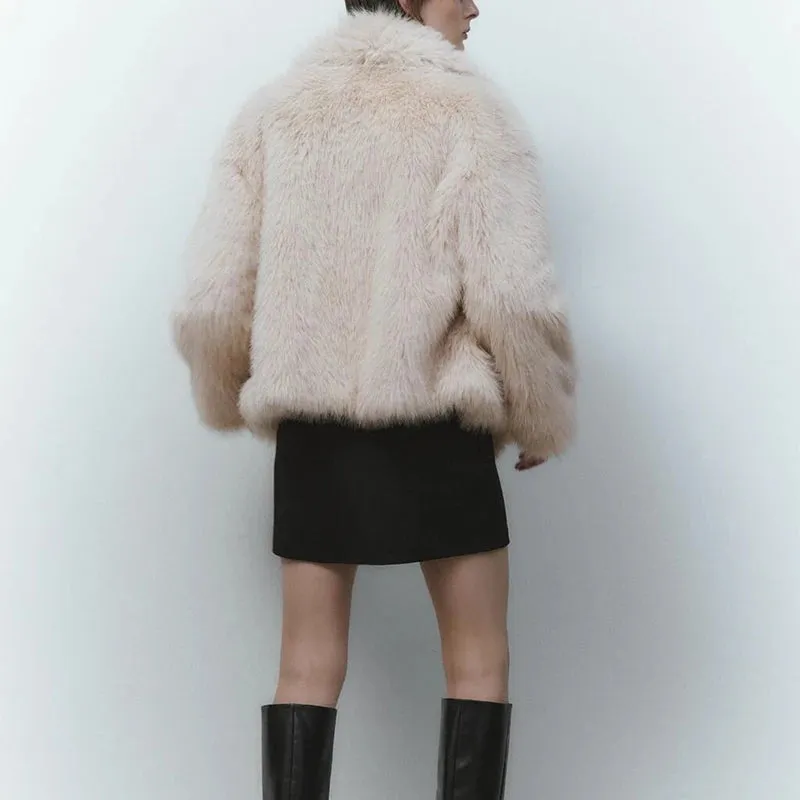 Faux Fur Jacket Coat Women Design Big Collar Fur Coats Cool Overcoat