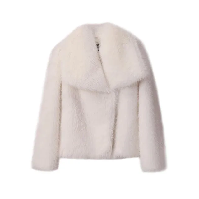 Faux Fur Jacket Coat Women Design Big Collar Fur Coats Cool Overcoat