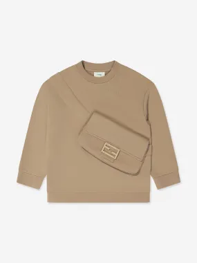 Fendi Kids Baguette Bag Sweatshirt in Brown