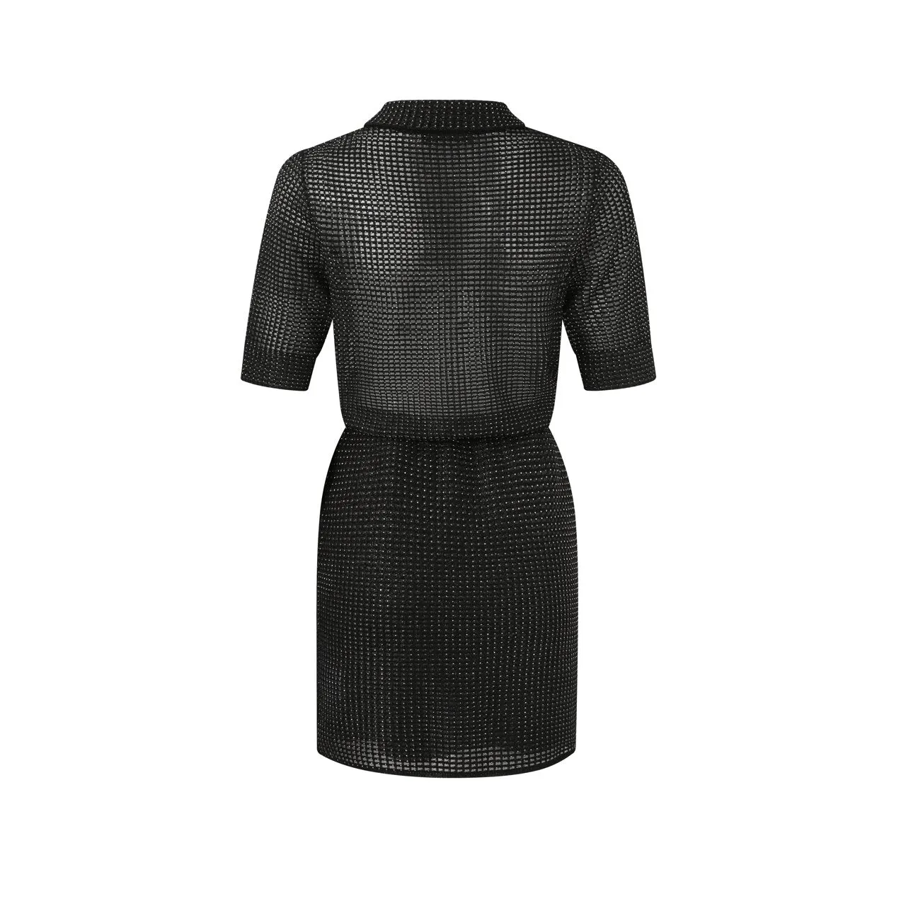 Full diamonds and Silver Silk Polo Neck Knit Dress