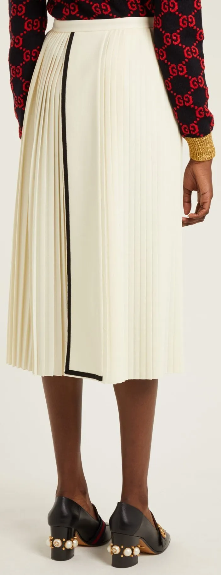 'Gardenia' Pleated Crepe Skirt