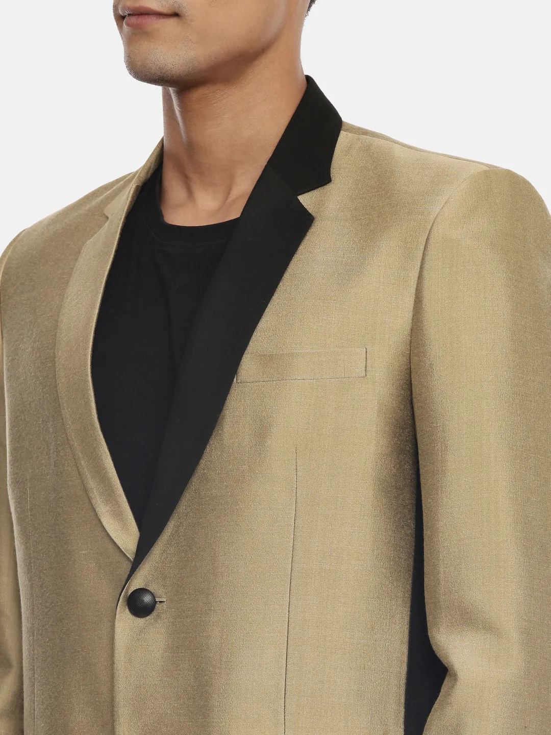 Gold Two Button Mens Silk Blazer - MMJ076