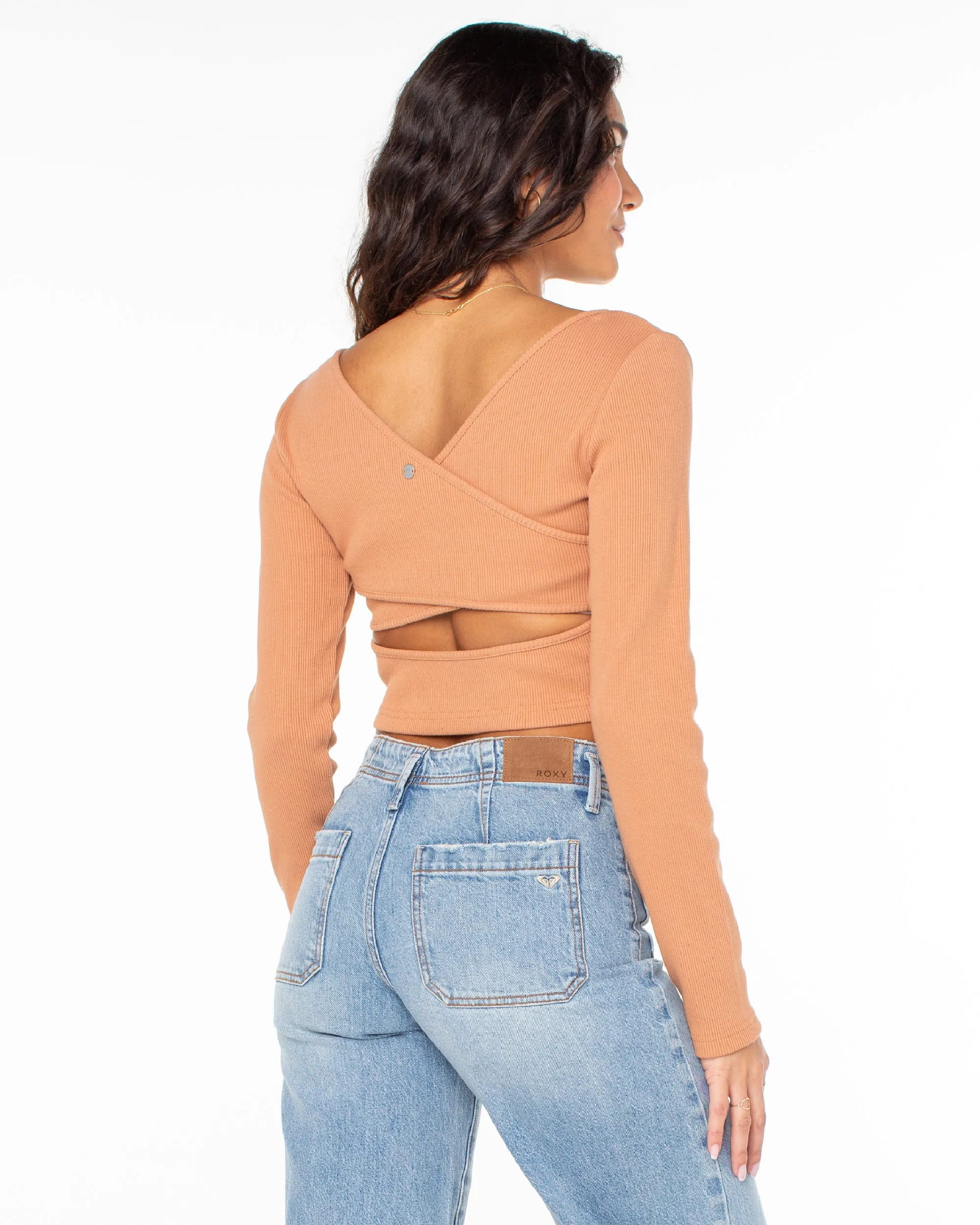 Good Keepsake Long Sleeve Crop Top - Russet