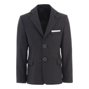 Gray Twill Peak Lapel Blazer