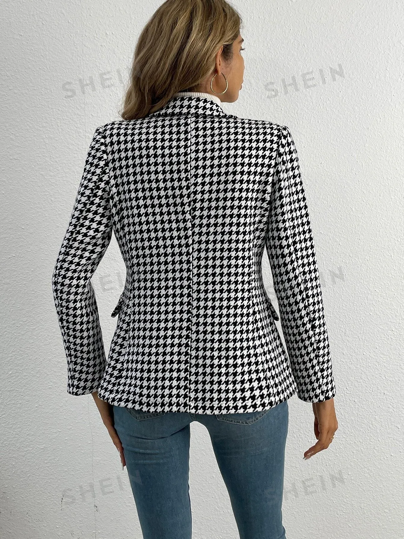 Houndstooth Double Breasted Overcoat