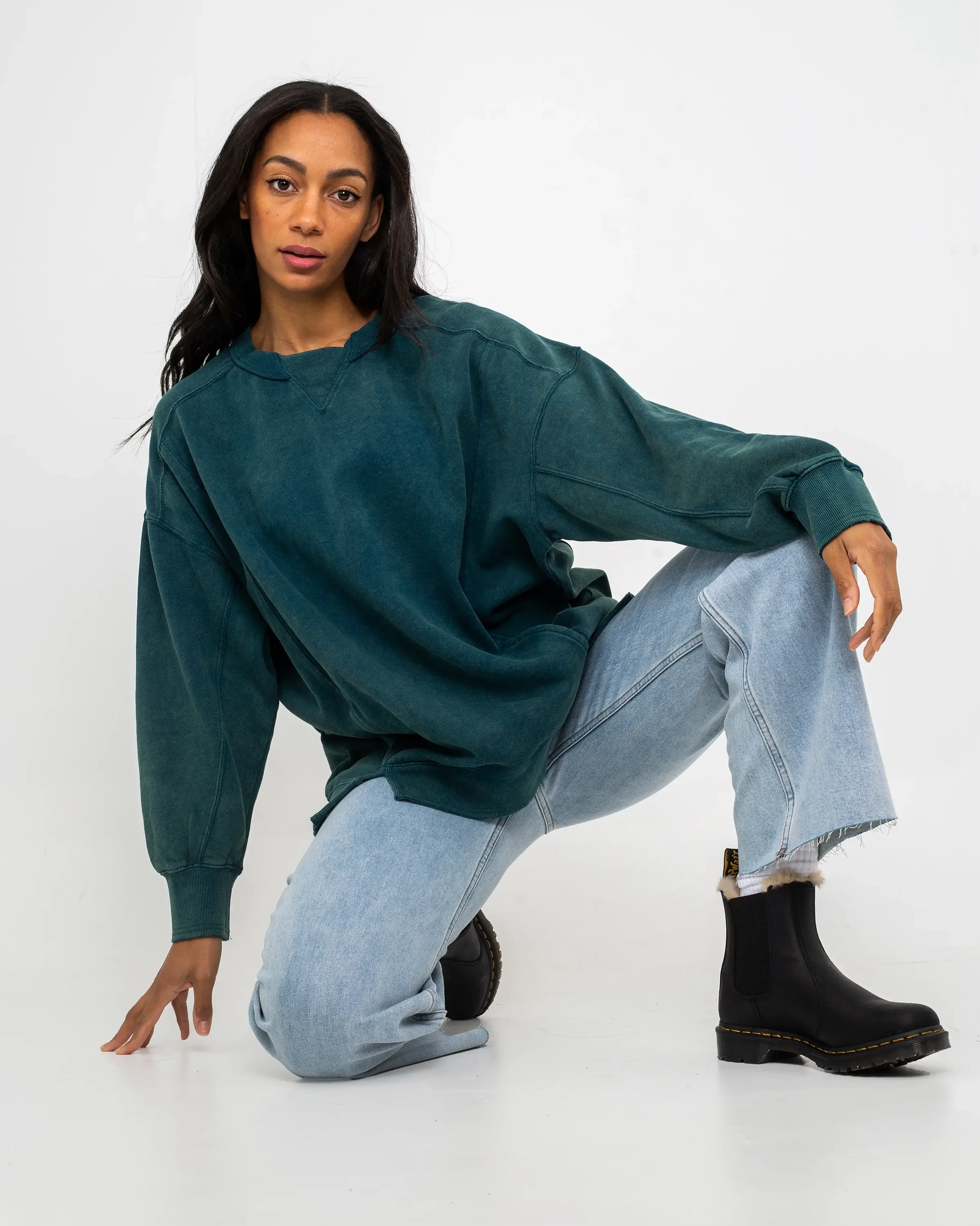 Intercept Tunic Sweatshirt in Emerald Green