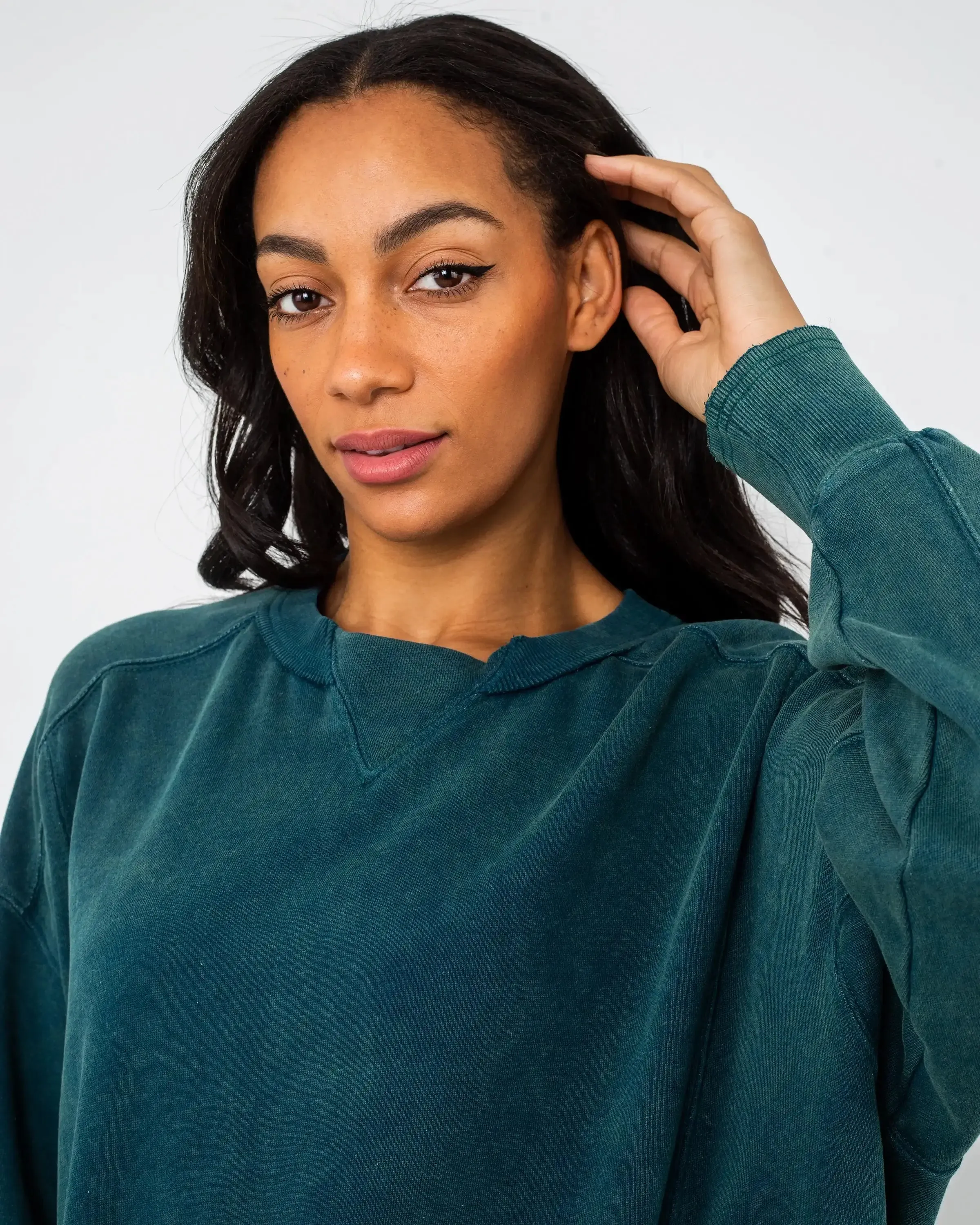 Intercept Tunic Sweatshirt in Emerald Green