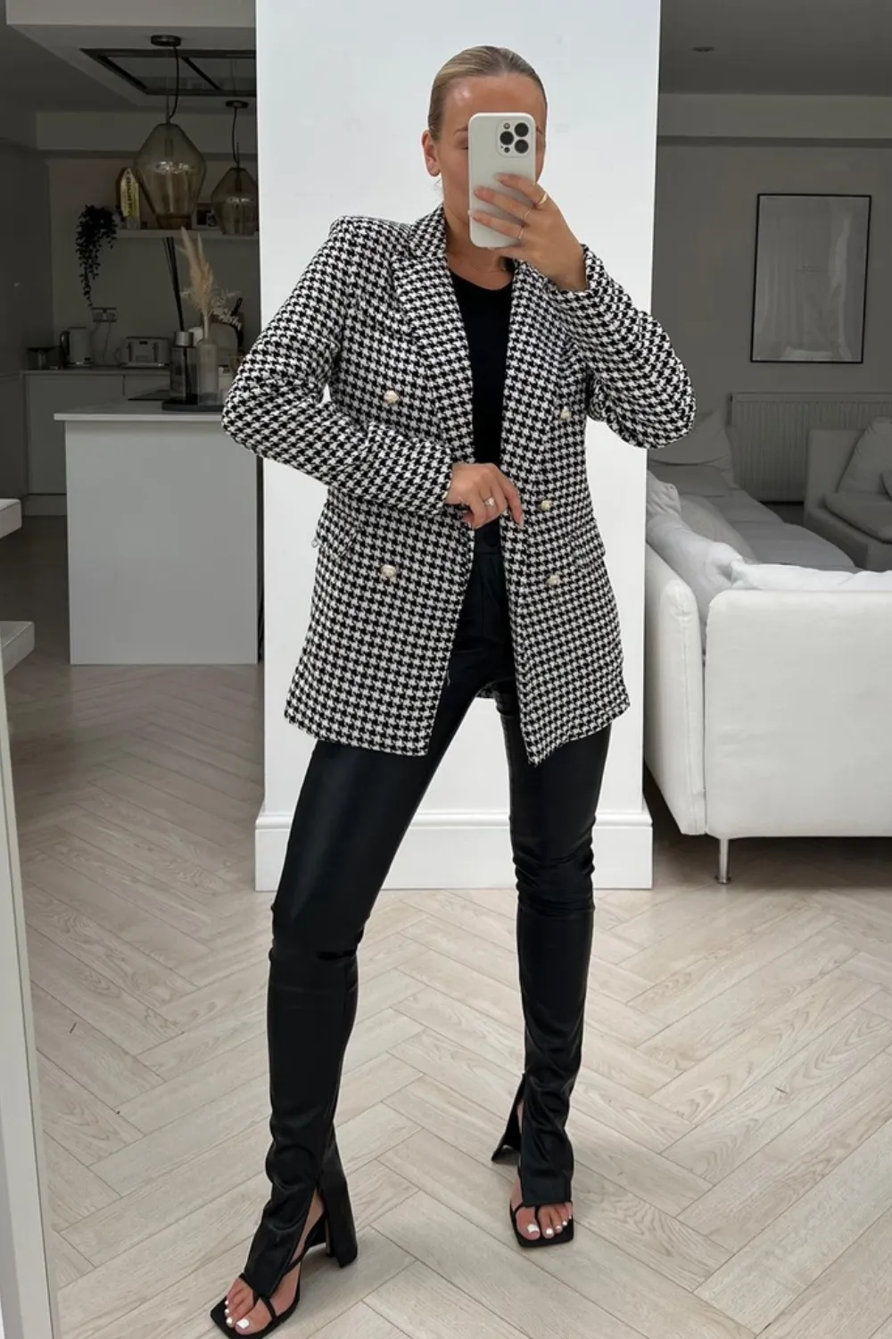 Kate black & white dogtooth blazer