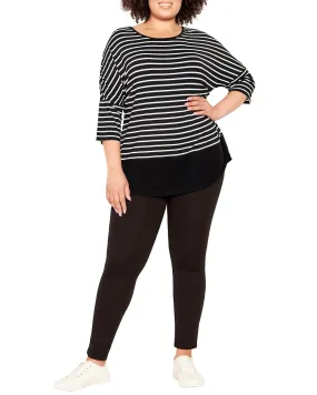 Kiara Stripe Ribbed Top | Black / White