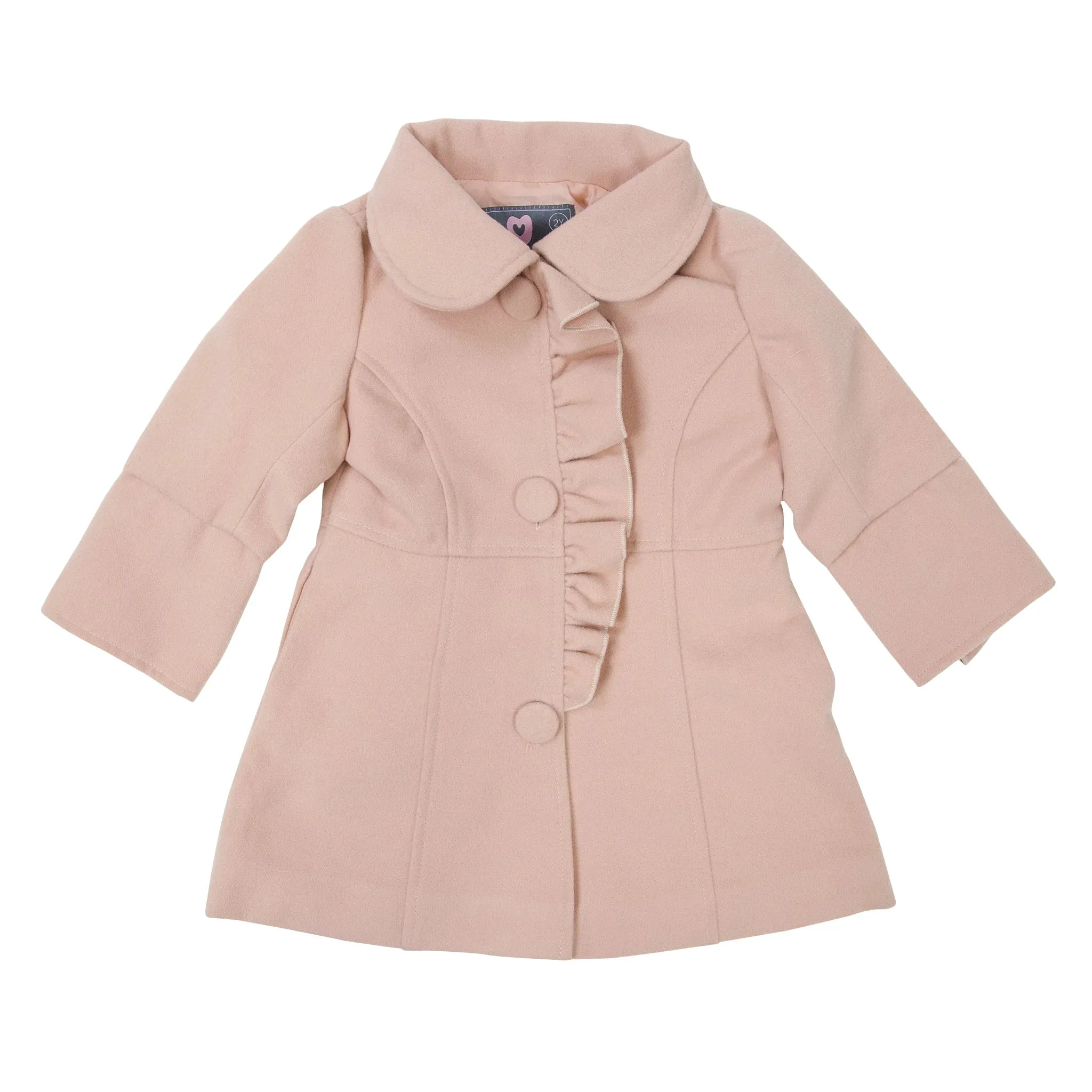 Korango Faux Wool Collared Overcoat - Dusty Pink