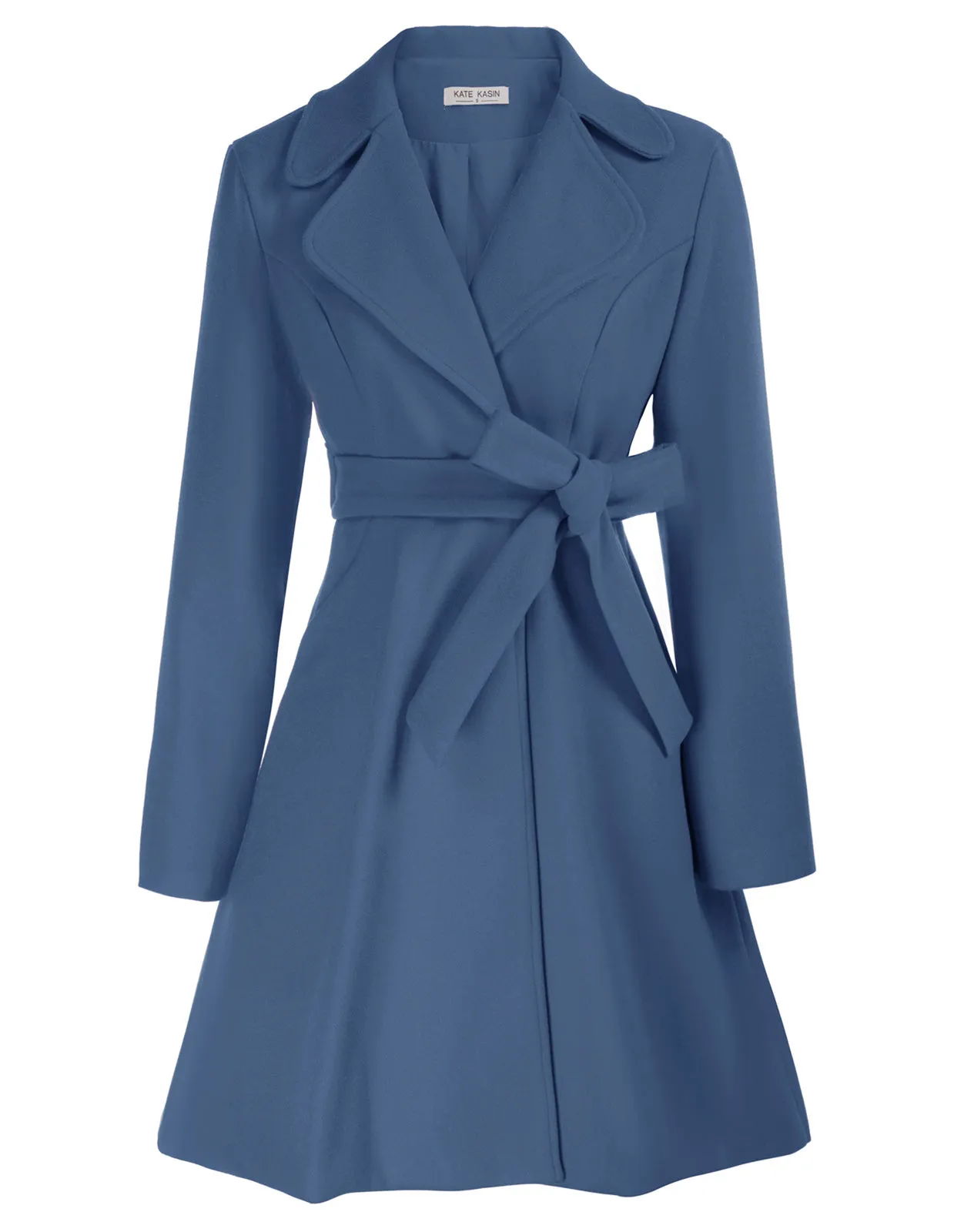 Lapel Collar Overcoat with Belt One-Button A-Line Coat